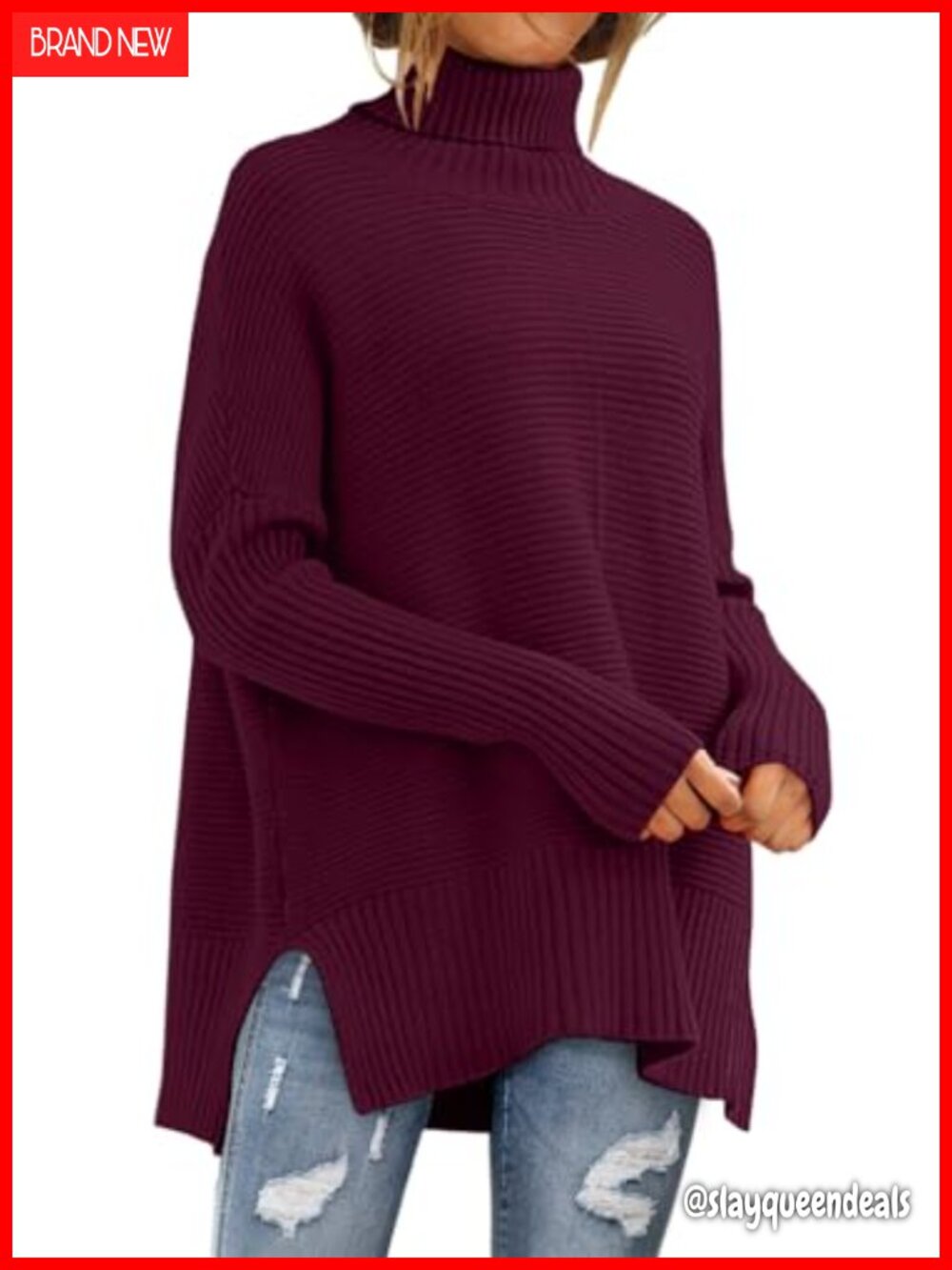 Oversized Turtleneck Sweater Long Tunic Pullover